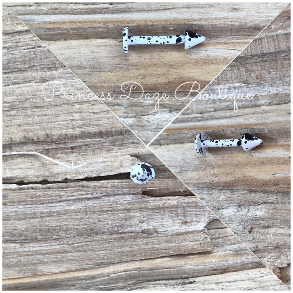 Black & White Paint Splatter Labret Monroe Lip Tragus Piercing‎